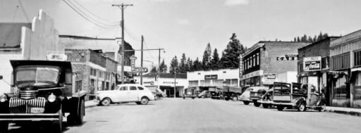 history: Main street Chiloquin in the 1940's.
