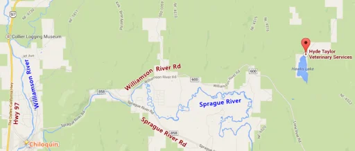 Map to Hyde-Taylor Veterinary Services, Chiloquin