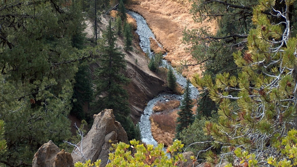 Annie Creek viewed from the Godfrey Glen trail at Crater Lake National Park on an autumn afternoon.